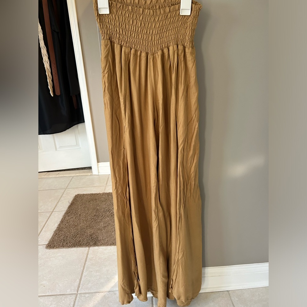 Mustard colored pants with slit